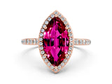 Rose gold Marquise Cut Halo Round Diamond Pavé Band with Four-Prong Setting