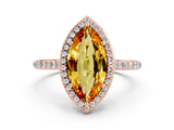 Rose gold Marquise Cut Halo Round Diamond Pavé Band with Four-Prong Setting