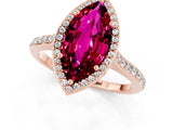 Rose gold Marquise Cut Halo Round Diamond Pavé Band with Four-Prong Setting_1