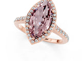 Rose gold Marquise Cut Halo Round Diamond Pavé Band with Four-Prong Setting_1