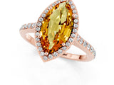 Rose gold Marquise Cut Halo Round Diamond Pavé Band with Four-Prong Setting_1