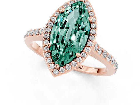 Rose gold Marquise Cut Halo Round Diamond Pavé Band with Four-Prong Setting_1