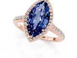 Rose gold Marquise Cut Halo Round Diamond Pavé Band with Four-Prong Setting_1