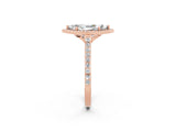 Rose gold Marquise Cut Halo Round Diamond Pavé Band with Four-Prong Setting_2