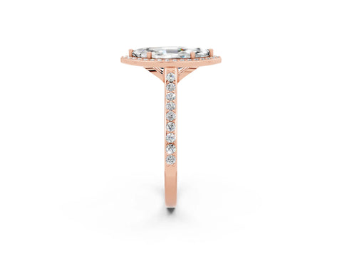 Rose gold Marquise Cut Halo Round Diamond Pavé Band with Four-Prong Setting_2