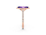 Rose gold Marquise Cut Halo Round Diamond Pavé Band with Four-Prong Setting_2