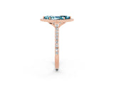 Rose gold Marquise Cut Halo Round Diamond Pavé Band with Four-Prong Setting_2