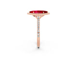 Rose gold Marquise Cut Halo Round Diamond Pavé Band with Four-Prong Setting_2