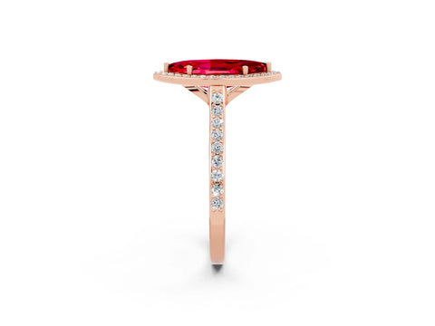 Rose gold Marquise Cut Halo Round Diamond Pavé Band with Four-Prong Setting_2