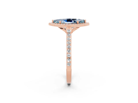 Rose gold Marquise Cut Halo Round Diamond Pavé Band with Four-Prong Setting_2
