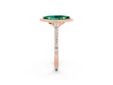 Rose gold Marquise Cut Halo Round Diamond Pavé Band with Four-Prong Setting_2