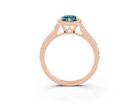 Rose gold Marquise Cut Halo Round Diamond Pavé Band with Four-Prong Setting_3