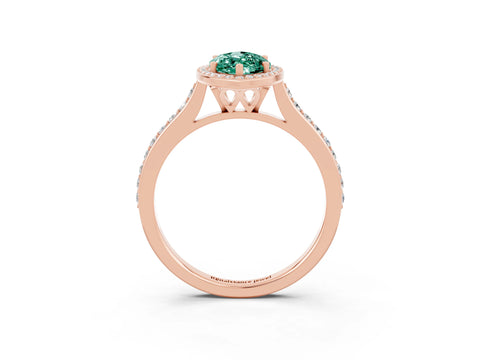 Rose gold Marquise Cut Halo Round Diamond Pavé Band with Four-Prong Setting_3