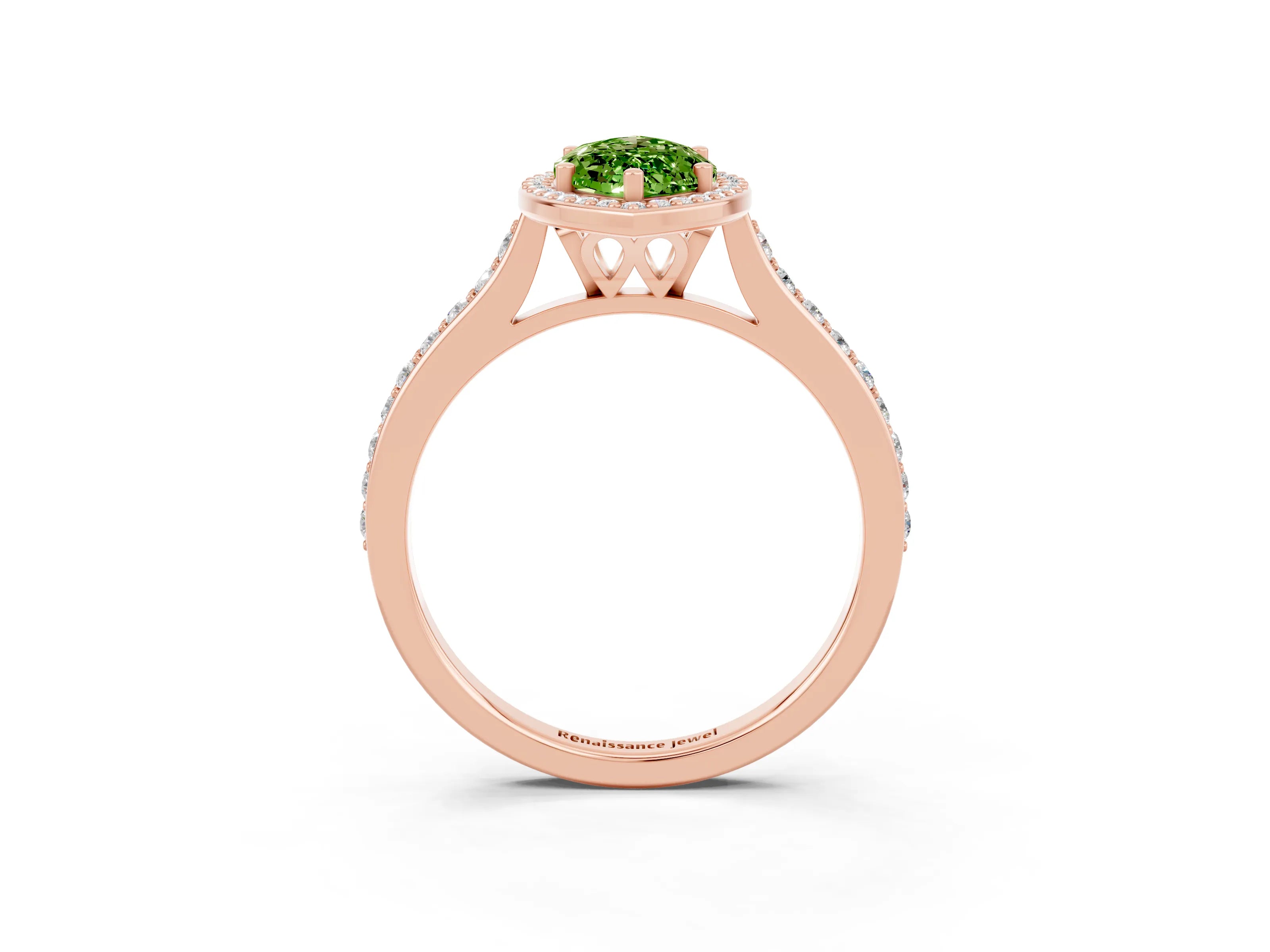 Rose gold Marquise Cut Halo Round Diamond Pavé Band with Four-Prong Setting_3
