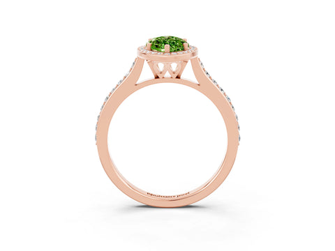 Rose gold Marquise Cut Halo Round Diamond Pavé Band with Four-Prong Setting_3