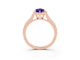 Rose gold Marquise Cut Halo Round Diamond Pavé Band with Four-Prong Setting_3
