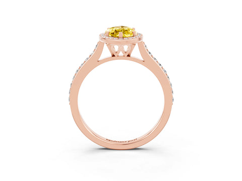 Rose gold Marquise Cut Halo Round Diamond Pavé Band with Four-Prong Setting_3