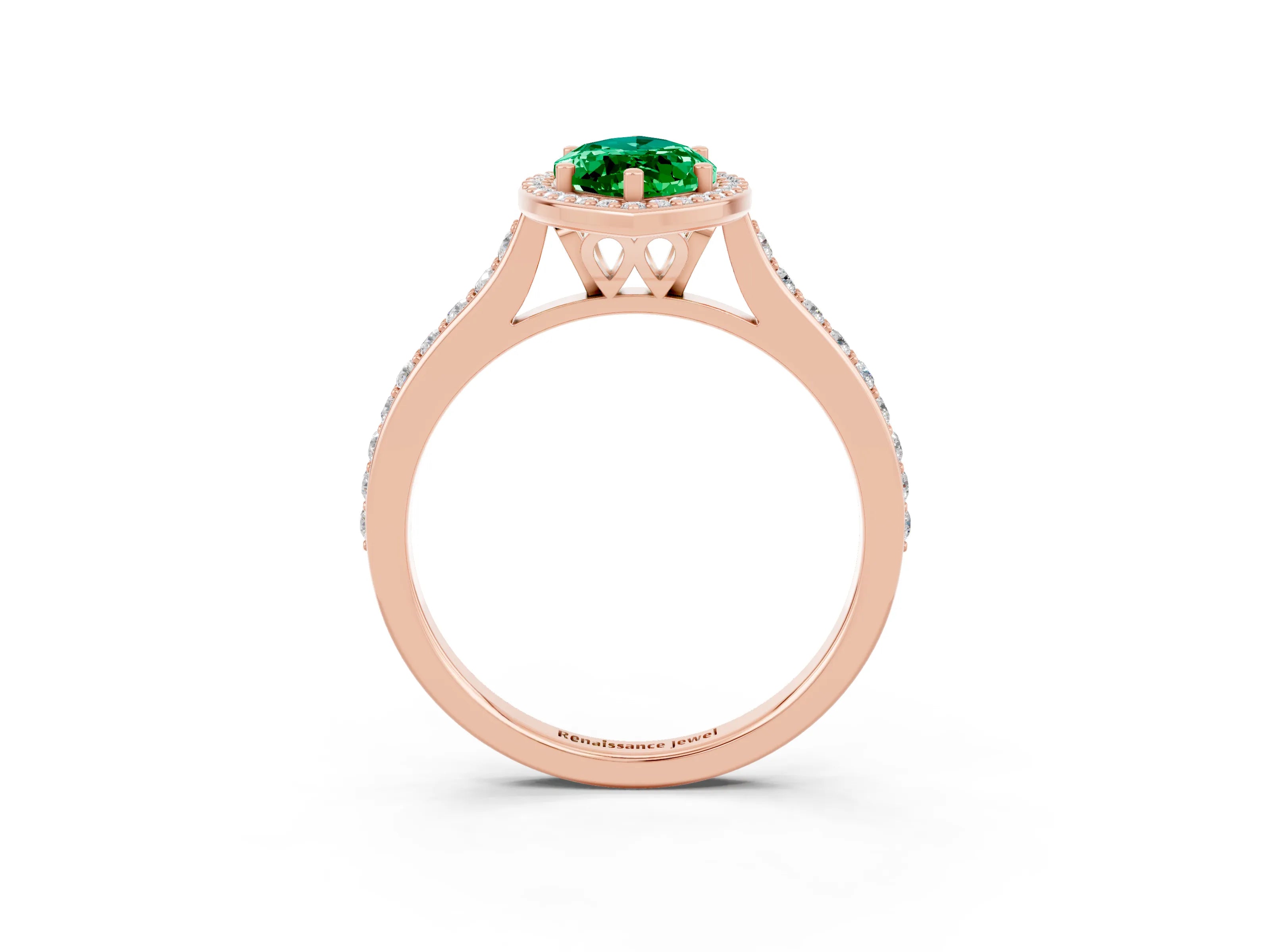 Rose gold Marquise Cut Halo Round Diamond Pavé Band with Four-Prong Setting_3