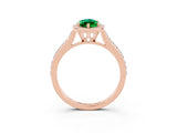Rose gold Marquise Cut Halo Round Diamond Pavé Band with Four-Prong Setting_3
