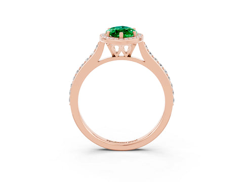 Rose gold Marquise Cut Halo Round Diamond Pavé Band with Four-Prong Setting_3