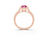 Rose gold Marquise Cut Halo Round Diamond Pavé Band with Four-Prong Setting_3