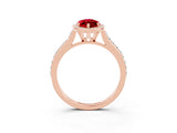 Rose gold Marquise Cut Halo Round Diamond Pavé Band with Four-Prong Setting_3