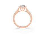 Rose gold Marquise Cut Halo Round Diamond Pavé Band with Four-Prong Setting_3