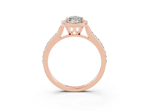 Rose gold Marquise Cut Halo Round Diamond Pavé Band with Four-Prong Setting_3