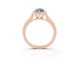 Rose gold Marquise Cut Halo Round Diamond Pavé Band with Four-Prong Setting_3