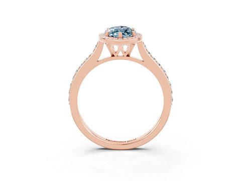 Rose gold Marquise Cut Halo Round Diamond Pavé Band with Four-Prong Setting_3