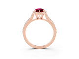Rose gold Marquise Cut Halo Round Diamond Pavé Band with Four-Prong Setting_3