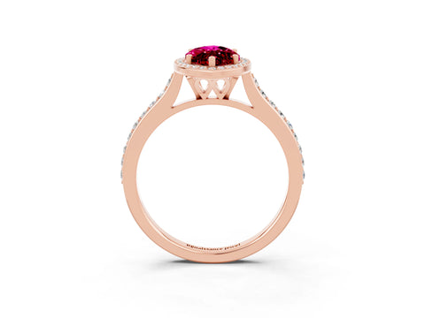 Rose gold Marquise Cut Halo Round Diamond Pavé Band with Four-Prong Setting_3