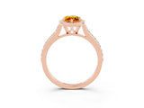 Rose gold Marquise Cut Halo Round Diamond Pavé Band with Four-Prong Setting_3