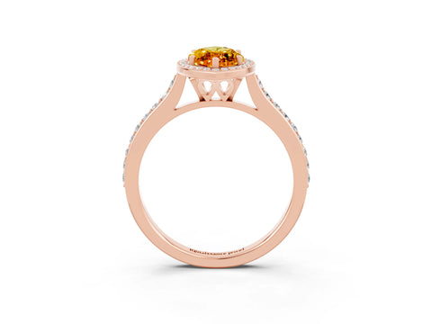 Rose gold Marquise Cut Halo Round Diamond Pavé Band with Four-Prong Setting_3