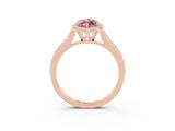 Rose gold Marquise Cut Halo Round Diamond Pavé Band with Four-Prong Setting_3