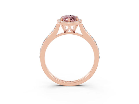 Rose gold Marquise Cut Halo Round Diamond Pavé Band with Four-Prong Setting_3