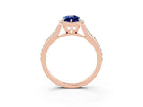 Rose gold Marquise Cut Halo Round Diamond Pavé Band with Four-Prong Setting_3