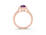 Rose gold Marquise Cut Halo Round Diamond Pavé Band with Four-Prong Setting_3