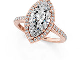 Rose gold Marquise Cut Halo Round Diamond Pavé Band with Four-Prong Setting_4