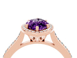 Rose gold Marquise Cut Halo Round Diamond Pavé Band with Four-Prong Setting_4