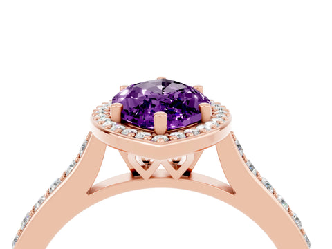 Rose gold Marquise Cut Halo Round Diamond Pavé Band with Four-Prong Setting_4