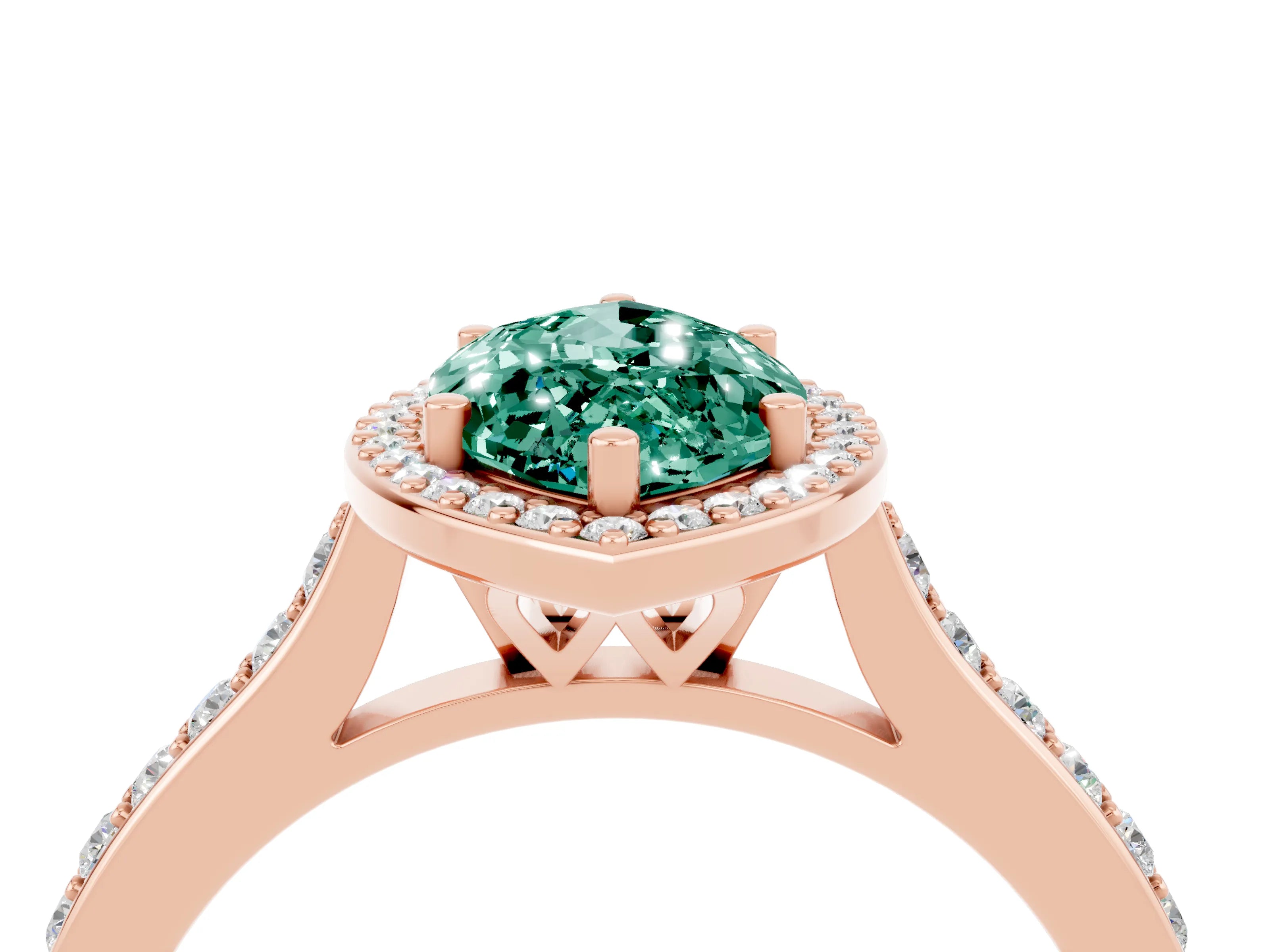 Rose gold Marquise Cut Halo Round Diamond Pavé Band with Four-Prong Setting_4