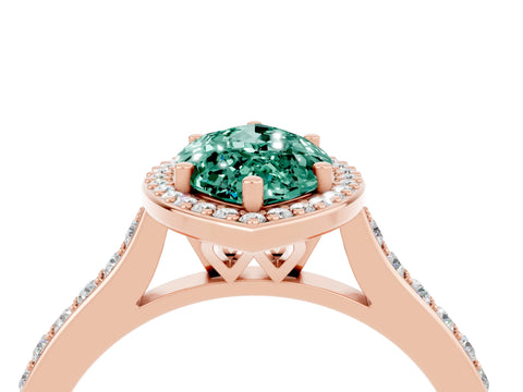 Rose gold Marquise Cut Halo Round Diamond Pavé Band with Four-Prong Setting_4
