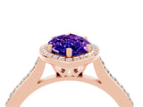 Rose gold Marquise Cut Halo Round Diamond Pavé Band with Four-Prong Setting_4