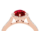 Rose gold Marquise Cut Halo Round Diamond Pavé Band with Four-Prong Setting_4