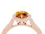 Rose gold Marquise Cut Halo Round Diamond Pavé Band with Four-Prong Setting_4