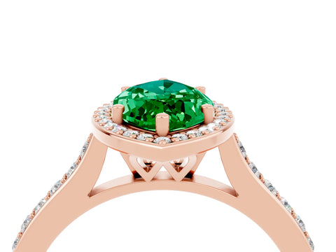 Rose gold Marquise Cut Halo Round Diamond Pavé Band with Four-Prong Setting_4