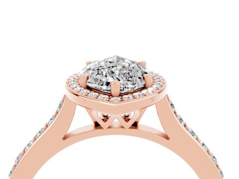 Rose gold Marquise Cut Halo Round Diamond Pavé Band with Four-Prong Setting_4