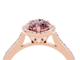 Rose gold Marquise Cut Halo Round Diamond Pavé Band with Four-Prong Setting_4