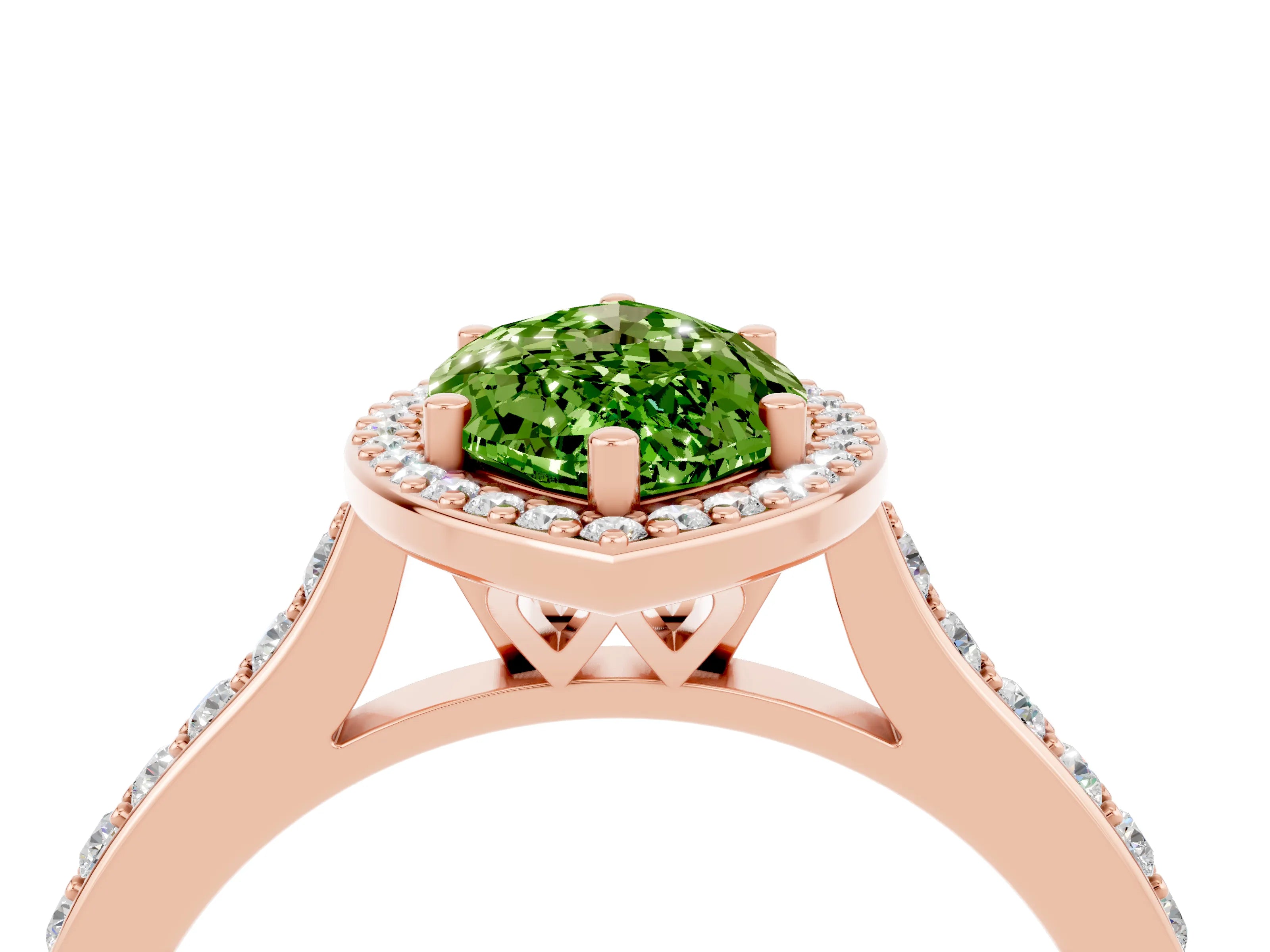 Rose gold Marquise Cut Halo Round Diamond Pavé Band with Four-Prong Setting_4